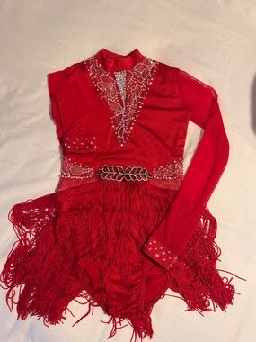 Weissman red fringe dress with embellishments - MC
